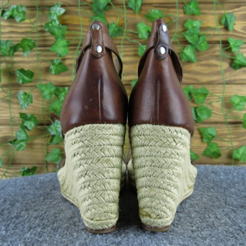 Vince Camuto Women Diesha Espadrille T-Strap Brown Leather Sz 7 Gently Used 2025